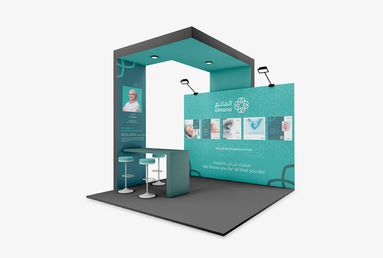 Event stand mockup on white background